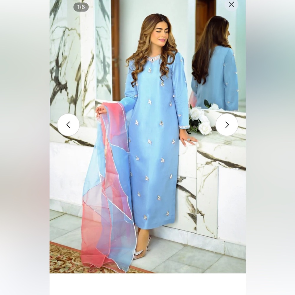 Elegant Blue and Pink Dress